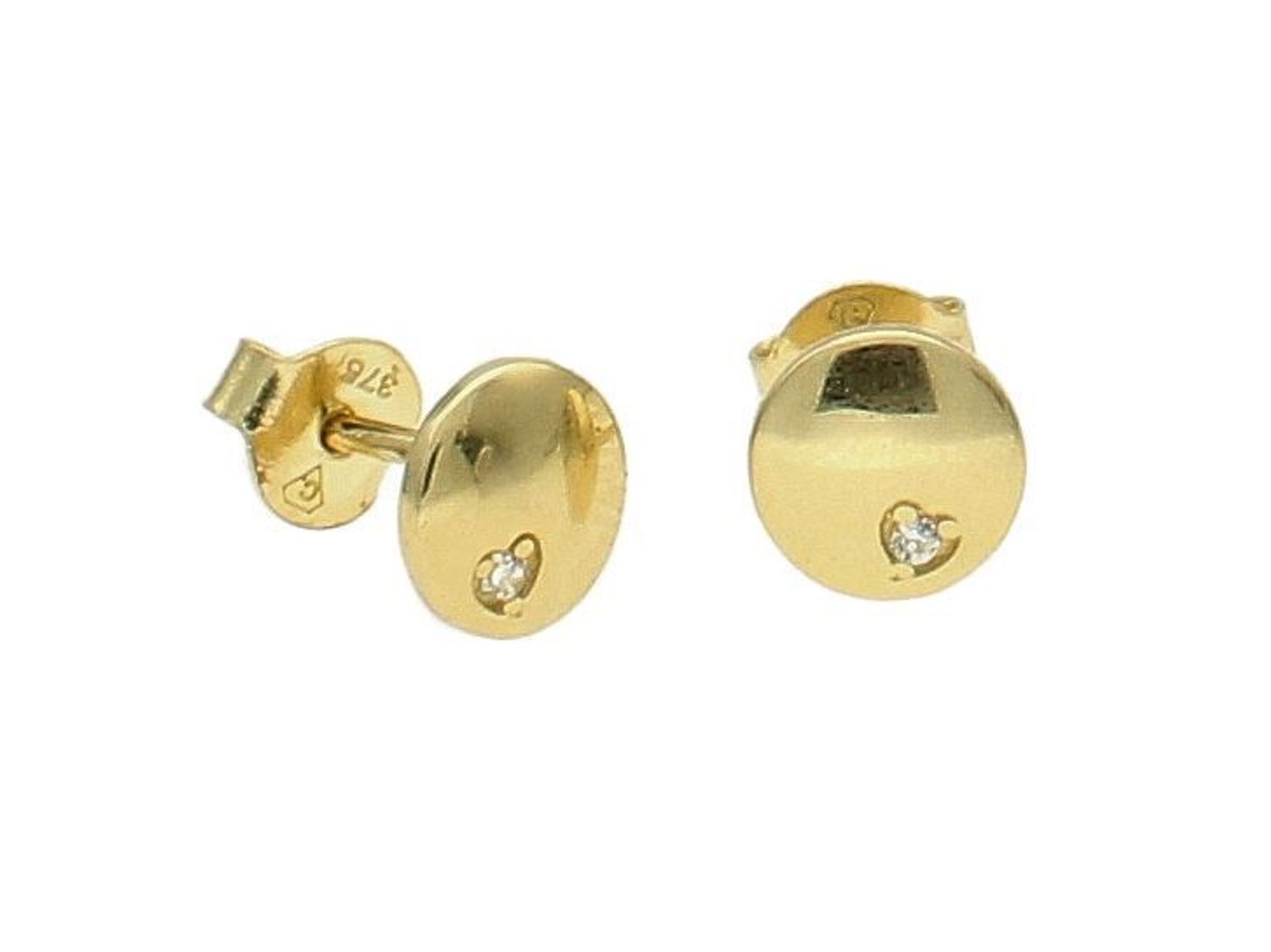 Złote kolczyki damskie 375 okrągłe wkrętki z cyrkonią KL 6254C 375.jpg